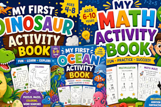 create and design math kids worksheet, puzzle book, math workbook