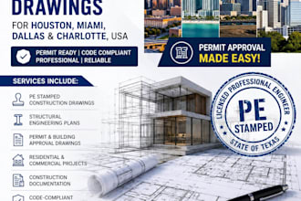 provide pe stamped construction drawings for houston miami dallas charlotte USA