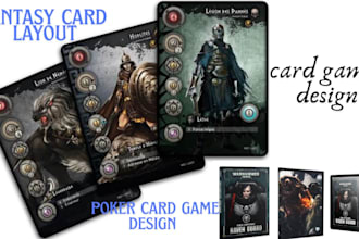 design tabletop game, poker card, tarot card game design fantasy card layout
