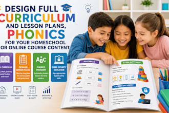 design full curriculum and lesson plans for your  homeschooling or online course