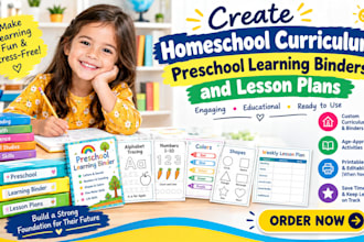 create homeschool curriculum, preschool learning binders and lesson plans