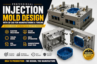 design plastic injection mold with 3d cad for manufacturing and tooling