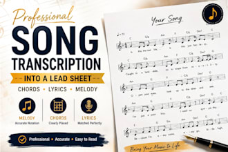 transcribe any song into a lead sheet with chords, lyrics, and melody