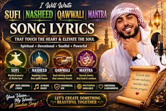 write sufi, qawwali, nasheed and mantra song lyrics