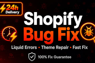 fix shopify store bugs, liquid code edit, shopify custom features, liquid coding