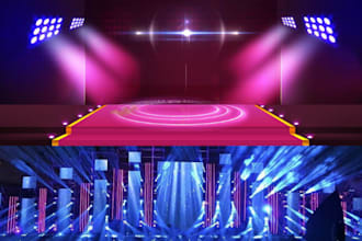 design 3d stage lighting, event and concert lighting with realistic render