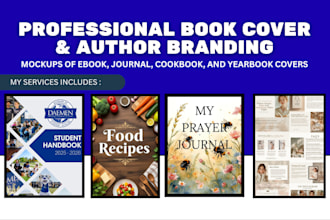 design ebook yearbook cover prayer journal  cookbook and author branding design