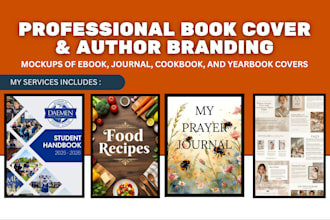 design ebook yearbook cover prayer journal  cookbook and author branding design