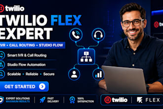 set up twilio flex IVR, studio flow and call routing expertly