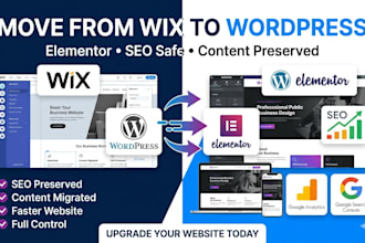 migrate wix website to wordpress elementor without losing content, seo strcuctur