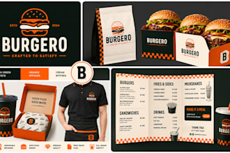 design restaurant logo complete food menu branding identity for cafe bar hotel