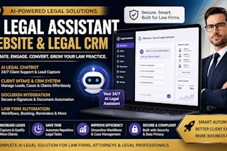 build ai legal assistant website, legal chatbot, CRM, document automation system