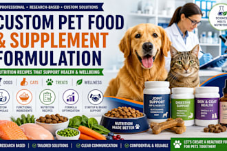 formulate pet nutrition products, treats, and supplements