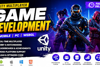 develop multiplayer game in unity for mobile, pc webgl game