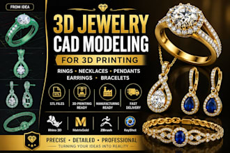 do 3d jewelry design, jewelry cad modeling and stl files for 3d printing