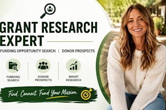 write grant research expert, funding opportunity search, donor prospectst odayok