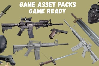 create stylized low poly 3d game assets props and assets packs gun model swords