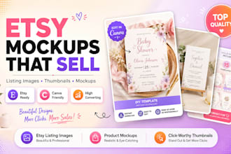design etsy mockups, listing images and digital product thumbnails