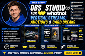 setup obs studio for whatnot vertical streams, auctions and card breaks
