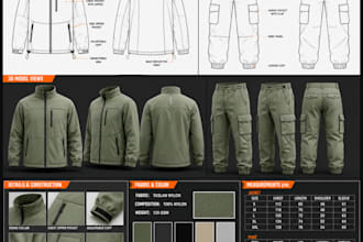 create fashion technical flat sketches and apparel cad illustrations