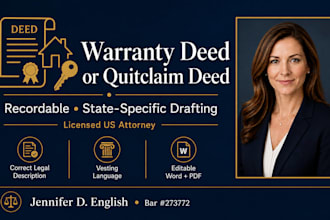 draft a warranty or quitclaim deed last will and testament as a US attorney
