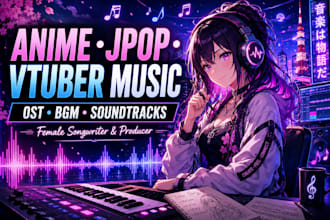create anime jpop vtuber songs ost and bgm soundtrack music as female songwriter