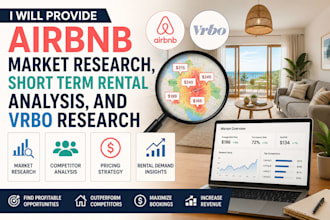 provide airbnb market research, short term rental analysis, and vrbo research