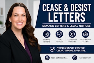 draft a legal demand letter, cease and desist, or copyright notice
