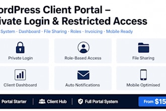 create wordpress client portal dashboard with private login, restricted content