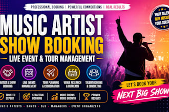 book music artists, manage live events, and coordinate successful tours