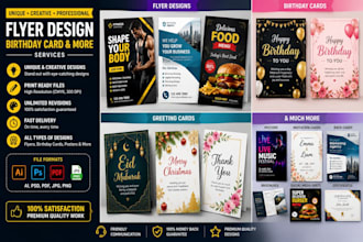 design professional flyer, poster, and birthday card