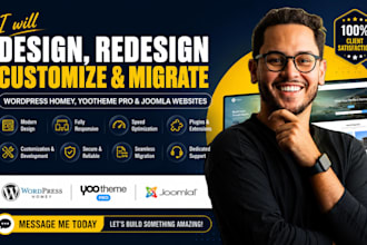 design, redesign migrate wordpress homey yootheme template website pro joomla