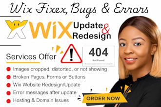 fix wix website errors, bugs, speed issues, update or redesign your wix website
