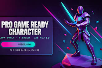 create low poly character with rigging and animation for games