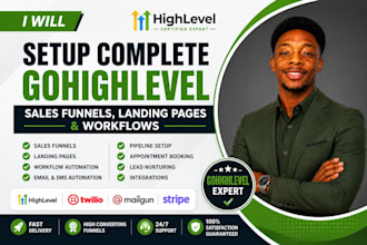 setup complete gohighlevel sales funnels landing pages workflows