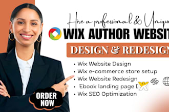design or redesign wix author website, hostinger, wordpress, squarespace wix seo