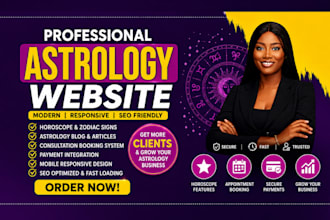 design astrology website tarot reading, spiritual wix website with booking