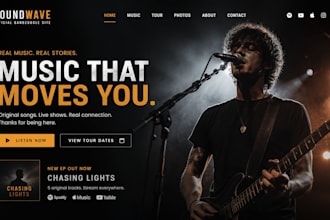design bandzoogle website, music website entertainment website for music career