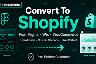 convert figma, woocommerce, wix to shopify with liquid code and custom sections