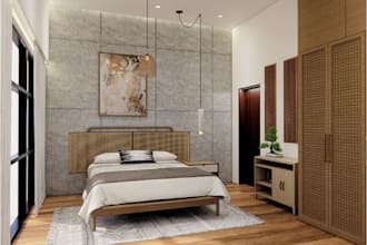do bedroom interior design in 3d model
