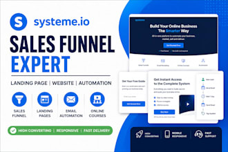 build converting systeme io sales funnel, landing page,optin page and automation