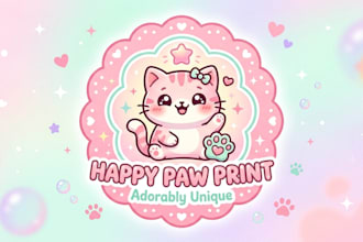 design an adorable kawaii logo for your brand