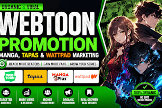 promote your webtoon, webcomic, manga, tapas, and wattpad to real readers