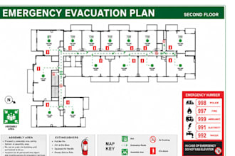 design a custom fire emergency evacuation plan, diagram