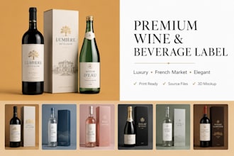 design french luxury wine label and beverage packaging design