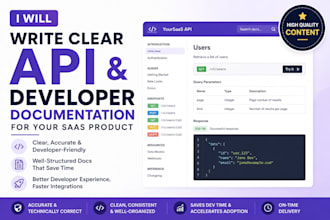 write clear API documentation and developer guide for your saas product