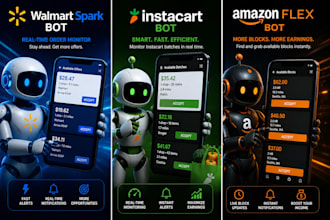build and automate uber eats bot, uber black bot, zifty bot and instacart bot