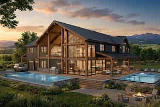 custom barn dominium ,pole barn floor plans with visuals cad and 3d designs