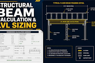 do structural beam calculation, lvl header sizing, and cad details