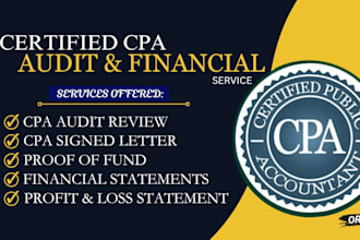 prepare profit and loss, financial statements, income verification, CPA letter